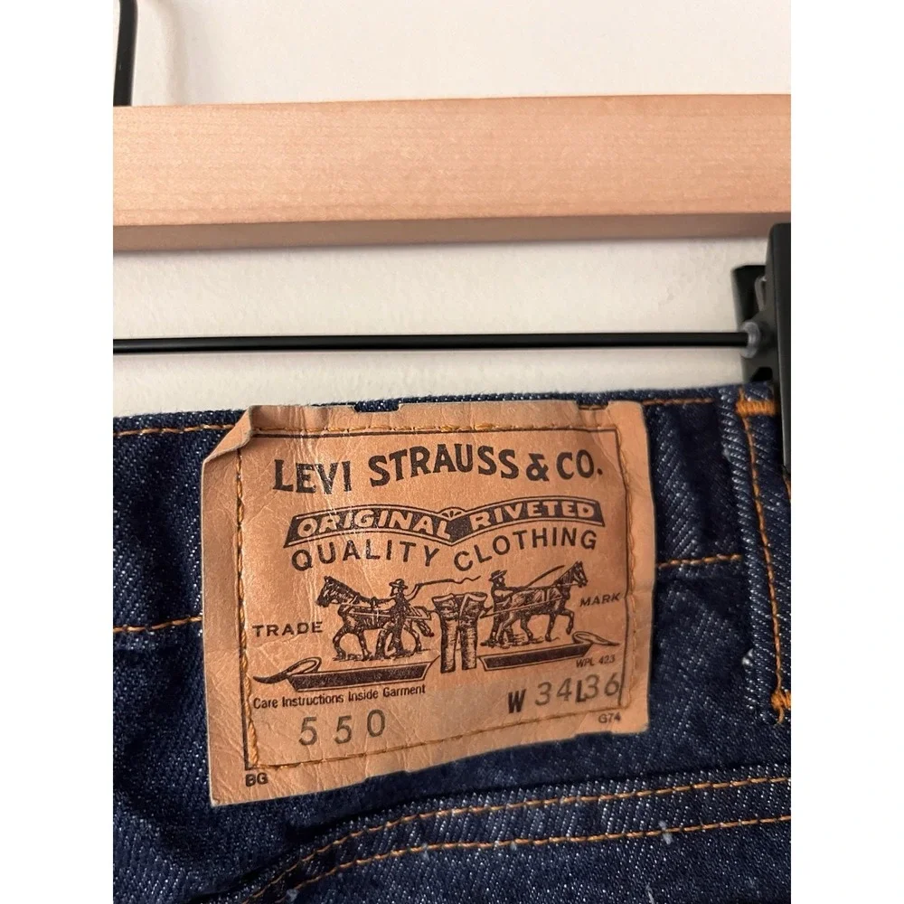 Vintage 1992 Levi's 550 Relaxed Fit Tapered Indigo Jeans Men's 34x36 Orange Tab